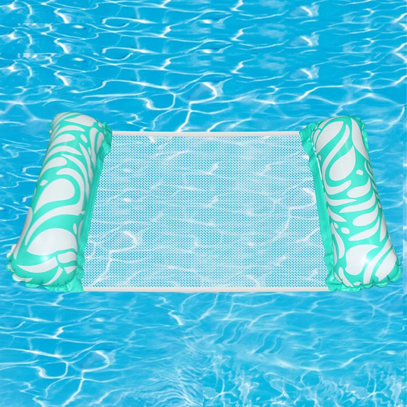 Yx-114 Patterned Inflatable PVC Floating Chair Swimming Pool Mesh Floating Lounger Row - Cyan