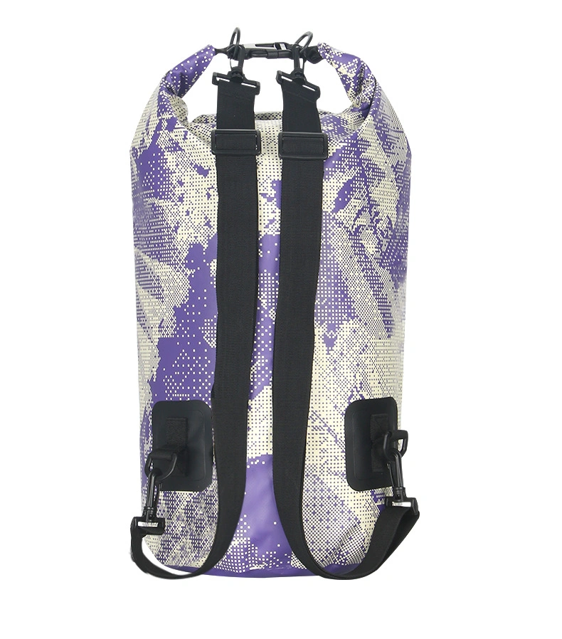 Outdoor PVC Waterproof Bucket Bag 20L Beach Camping Drift Bag Foldable Large Capacity Backpack with Waterproof Shoulder 20L