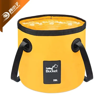 Cubo de agua de lona de PVC plegable con asa Cubo de pesca plegable Tanque de camping