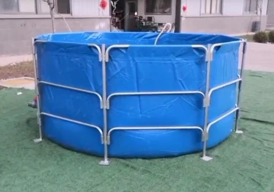 Tanque de peces plegable impermeable de lona de PVC de 10000 litros de 3m de diámetro x 1,4 m de altura